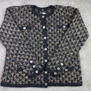 Peruvian Connection Cardigan Women's Large Multicolor Button Up Heavy 100% Wool